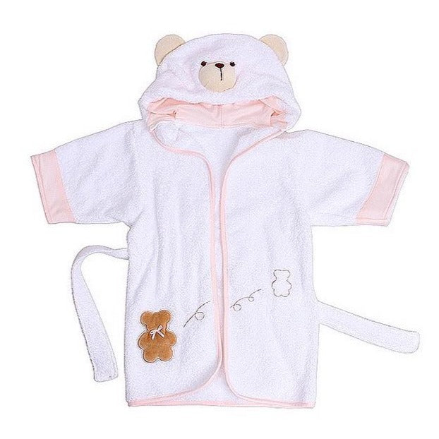 Teddy bear towel robe for baby - pink