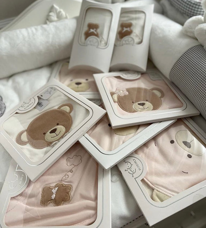 Extra absorbent teddy bear bib - beige