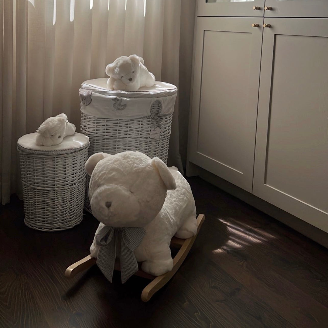 Teddy bear Rocker - white & gray