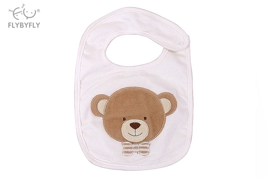 Extra absorbent teddy bear bib - beige