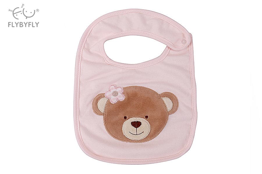 Extra absorbent teddy bear bib - pink