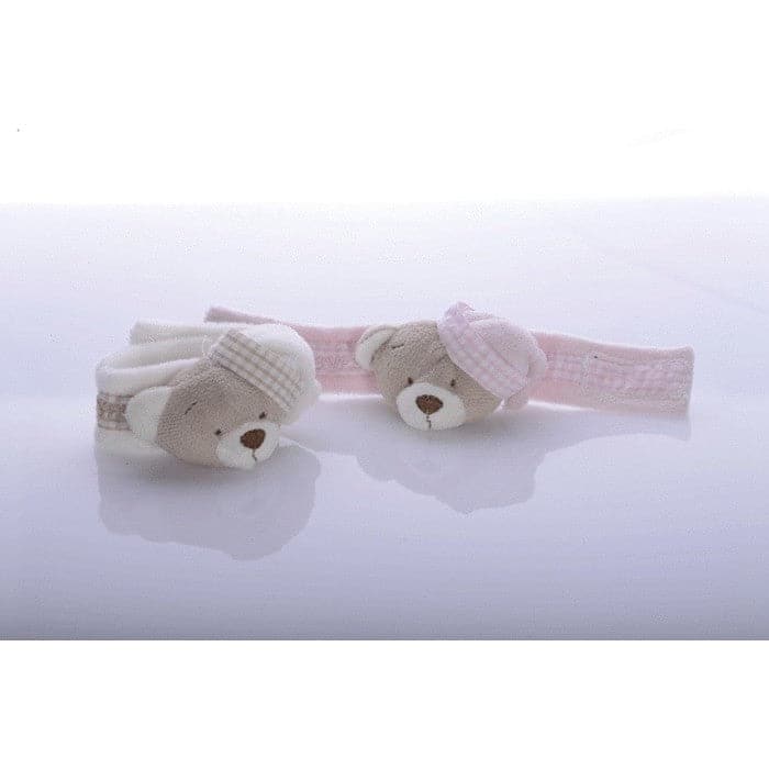 A pair of rattling bracelets - pink & beige