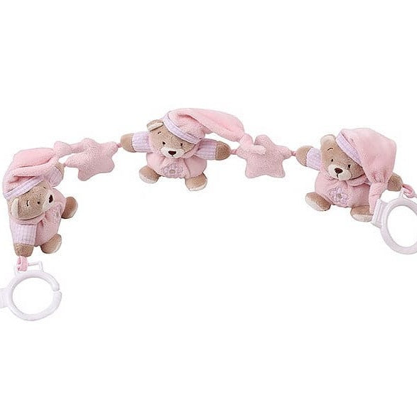 Teddy bear mobile for stroller - pink