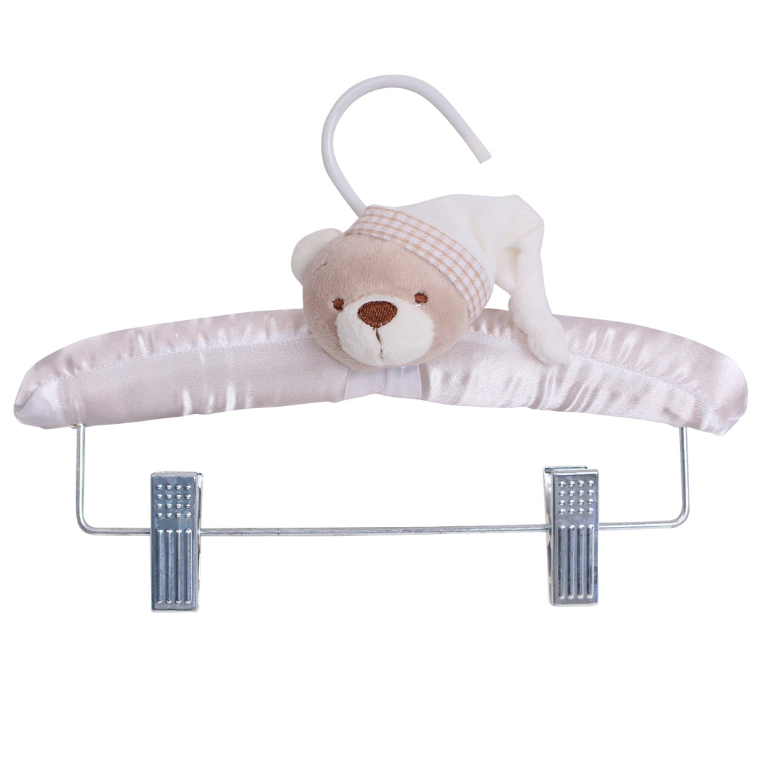 Baby clothes hanger with metal clips - beige