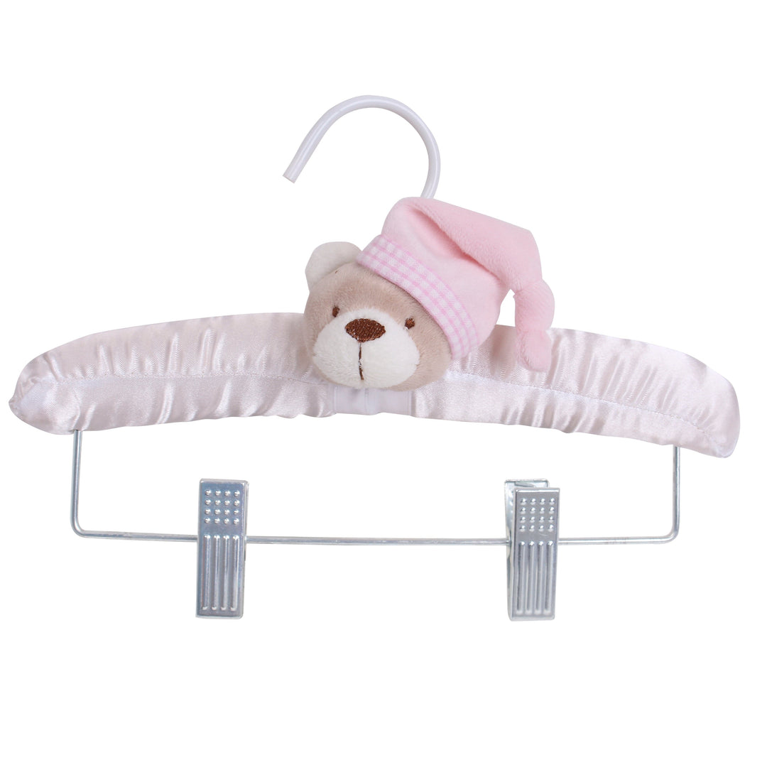 Baby clothes hanger with metal clips - pink