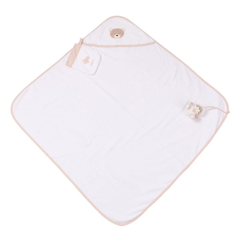 Baby towel + bathing glove - beige