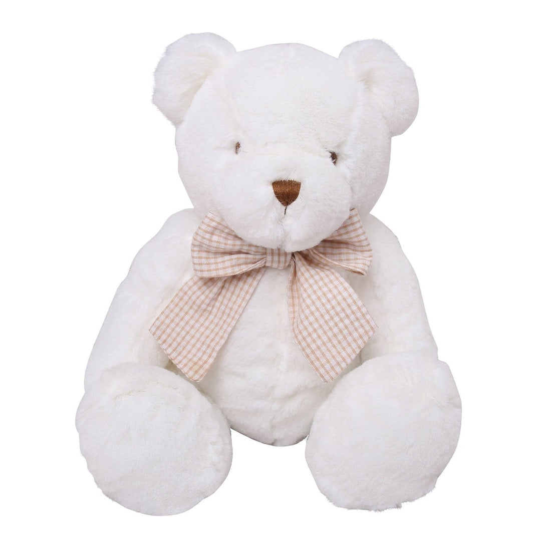 Bow tie teddy bear - white & beige