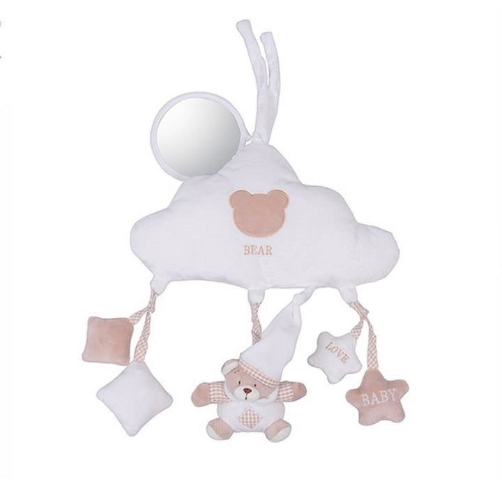 Cloud mobile with mirror for car & stroller - beige