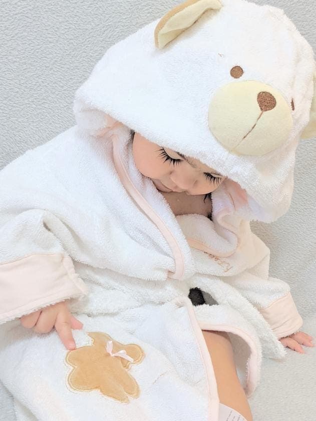 Teddy bear towel robe for baby - pink