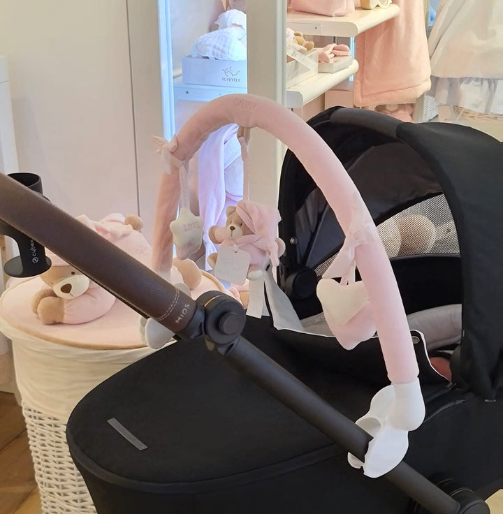 activity arch for stroller & crib - pink