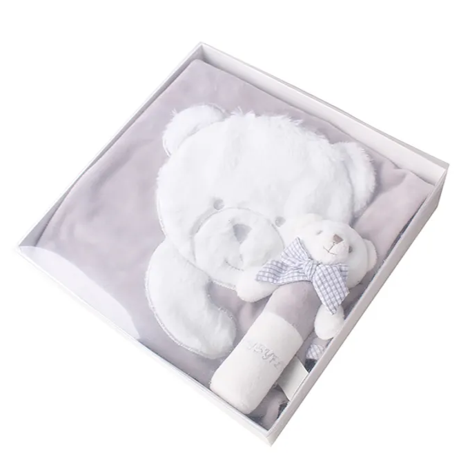 Baby gift box - blanket for stroller & rattle