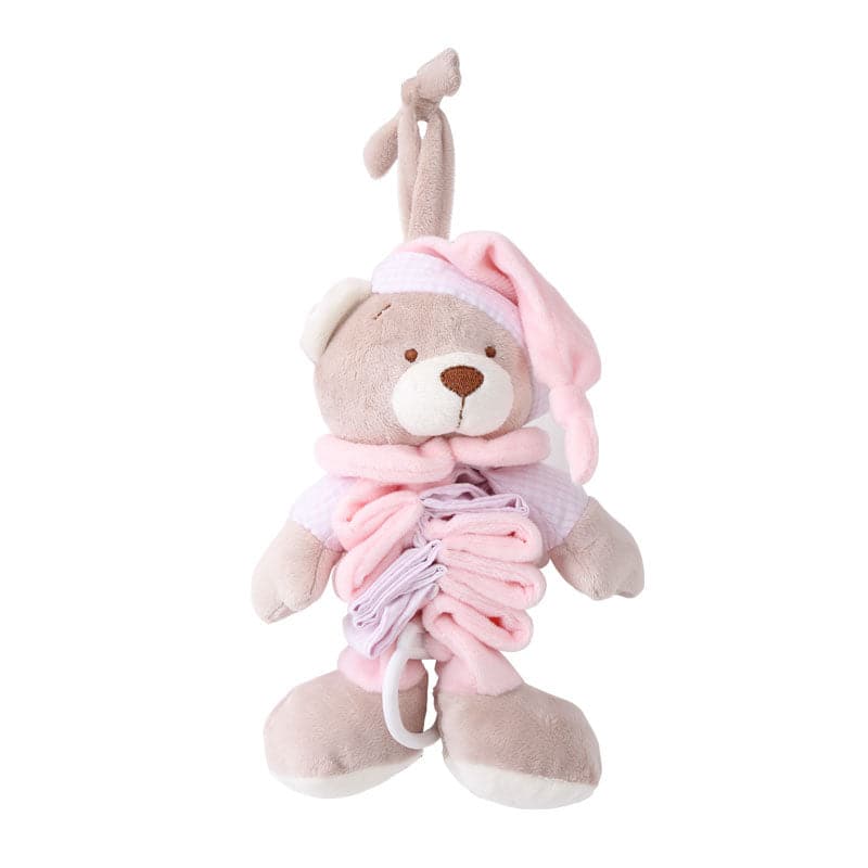 Music playing accordion teddy bear - pink