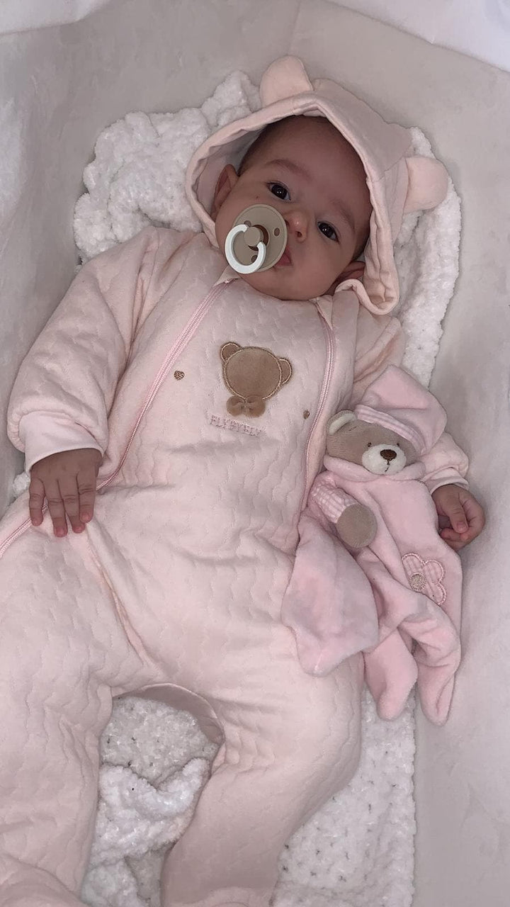 Bear embroidered baby jumpsuit - pink