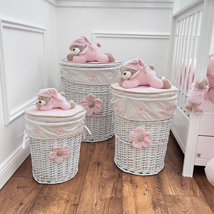 Round storage basket - pink