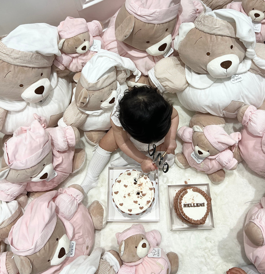 Round teddy bear (4 sizes) - beige